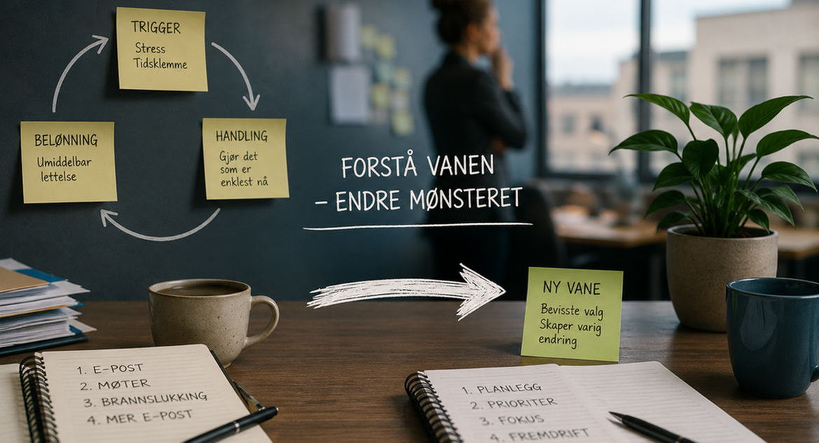 Gamle arbeidsvaner forsvinner sjelden av seg selv. Varig endring starter når ledere forstår hvorfor medarbeidere velger den samme løsningen – igjen og igjen.